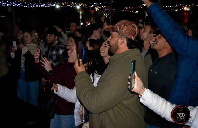 Guests filming and cheering during a live show.